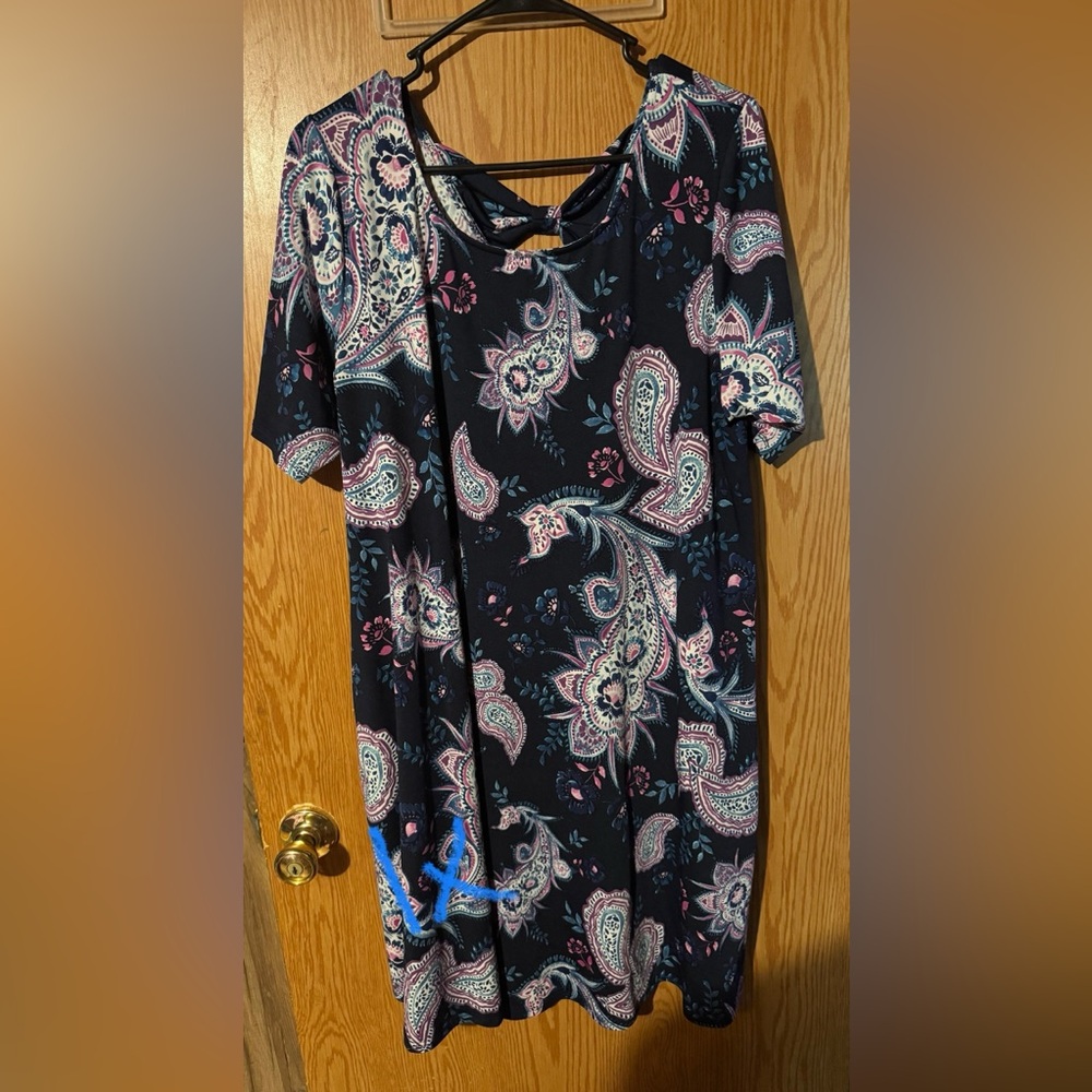 Paisley Print Black Dress